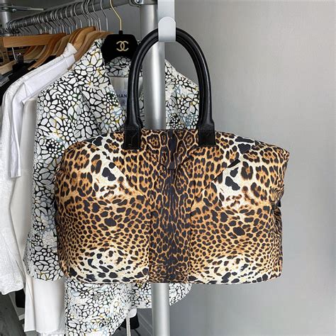 yves saint laurent leopard bag|Yves Saint Laurent Leopard Nylon Easy Y Duffle Bag.